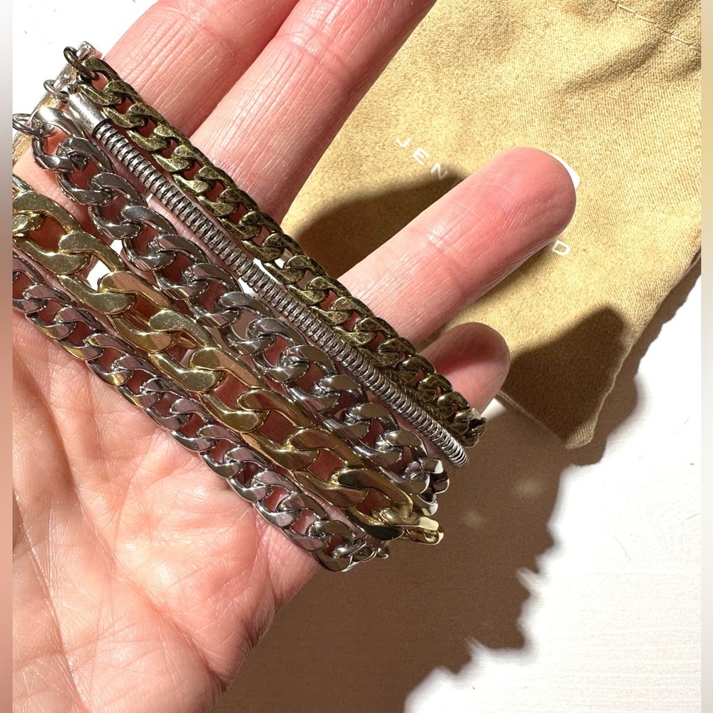 Jenny Bird multi chain bracelet, gold and silver. NEW